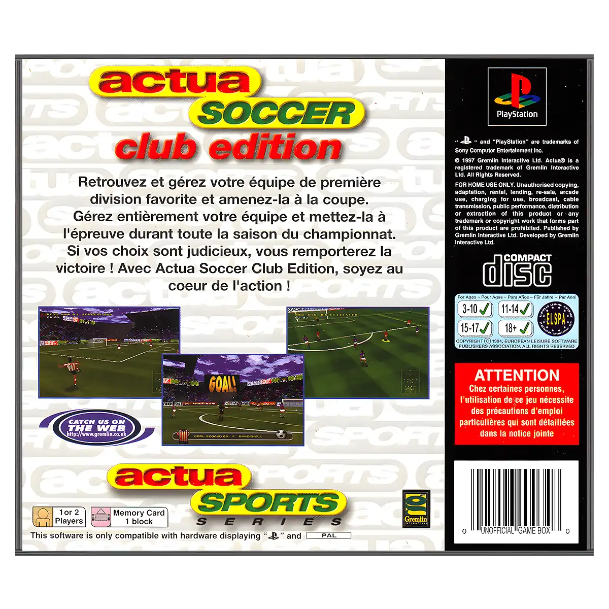 Actua Soccer: Club Edition - Billede 2
